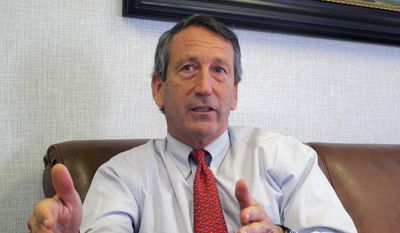 In this Dec. 18, 2013, file photo, U.S. Rep. Mark Sanford, R-S.C., discusses his first months back in Congress during an interview in Mount Pleasant, S.C. (AP Photo/Bruce Smith, File)
