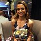 Newly minted Olympic hurdler and sprinter Sydney McLaughlin, holds her award after she was honored, along with Jayson Tatum (not pictured), a forward headed to Duke, as the national prep athletes of the year Tuesday night, July 12, 2016, in Los Angeles. McLaughlin, a 16-year-old junior at Union Catholic High in Scotch Plains, N.J., accepted her trophy two days after earning a spot on the U.S. Olympic team for the Rio Games in the 400-meter hurdles. (AP Photo/ Beth Harris)