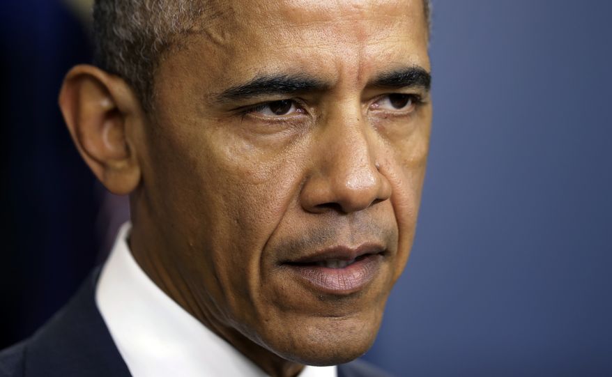 President Barack Obama speaks about the shooting of police officers in Baton Rouge, La., Sunday, July 17, 2016, from the briefing room of the White House in Washington. (AP Photo/Manuel Balce Ceneta)