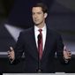 Sen. Tom Cotton, R-Ark., speaks during the opening day of the Republican National Convention in Cleveland, Monday, July 18, 2016. (AP Photo/J. Scott Applewhite) ** FILE **