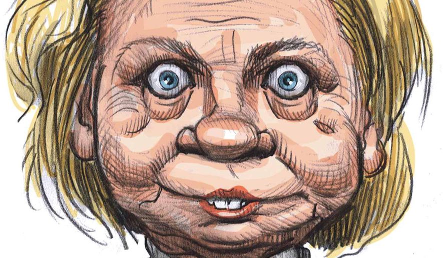 Hillary Clinton, certifiable. Illustration by Alexander Hunter/The Washington Times