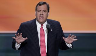 Gov. Chris Christie of New Jersey speaks during the second day of the Republican National Convention on Tuesday in Cleveland. (Associated Press)