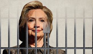 Hillary Dodging Prison Illustration by Greg Groesch/The Washington Times