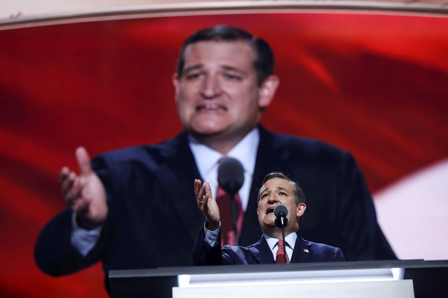 Ted Cruz uttered the name of his party's nominee — the man who invited him to speak — just once, only to congratulate him on the nomination. Quite pointedly, the Texas Senator refused to endorse Donald Trump. (Associated Press)