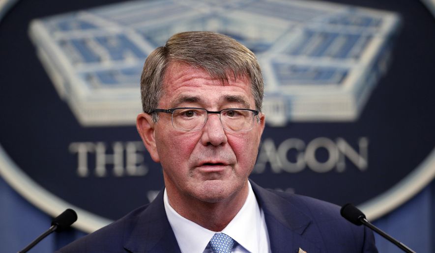 Defense Secretary Ashton Carter speaks during a news conference at the Pentagon in this June 30, 2016 file photo.  (AP Photo/Alex Brandon, File) **FILE**
