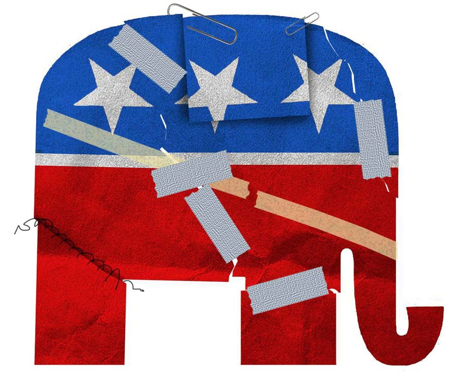 Illustration on GOP unity challenges after their convention by Alexander Hunter/The Washington Times