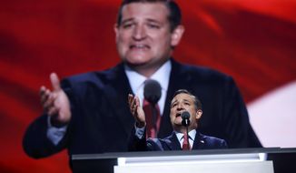 Sen. Ted Cruz, R-Texas, addresses the delegates during the third day session of the Republican National Convention in Cleveland, Wednesday, July 20, 2016. (AP Photo/Carolyn Kaster)