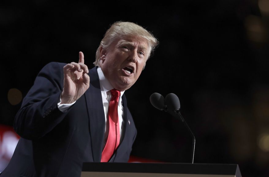 &quot;If you want to hear the corporate spin, the carefully-crafted lies, and the media myths — the Democrats are holding their convention next week. But here, at our convention, there will be no lies. We will honor the American people with the truth, and nothing else,&quot; Donald Trump said at the top of his speech. (Associated Press)