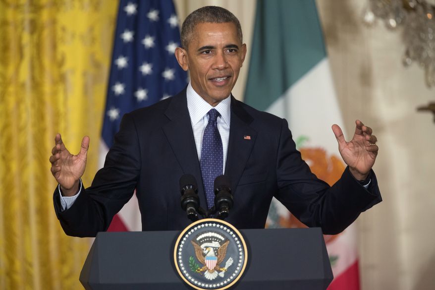 President Barack Obama answers questions during a joint news conference with Mexican President Enrique Pena Nieto in the East Room of the White House in Washington, Friday, July 22, 2016. Obama says he has worked to deepen the U.S. relationship with Mexico and that the two countries are not just strategic and economic partners, "we're also neighbors and we're friends." (AP Photo/Pablo Martinez Monsivais)