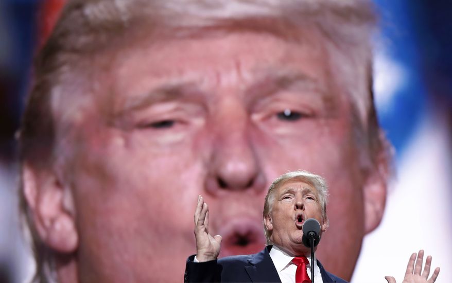 Republican Presidential Candidate Donald Trump speaks during the final day of the Republican National Convention in Cleveland, Thursday, July 21, 2016. (AP Photo/Carolyn Kaster)