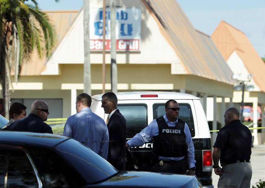 Gunfire erupted Monday at Club Blu in Fort Myers, Florida, killing two and wounding 20 others a month after a gun massacre in Orlando. (Associated Press photographs)