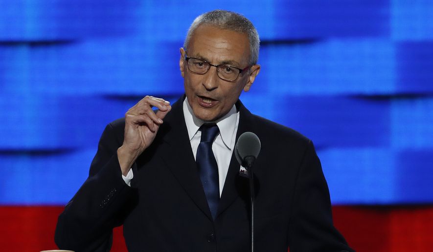 John Podesta, Clinton Campaign Chairman, speaks during the first day of the Democratic National Convention in Philadelphia , Monday, July 25, 2016. (AP Photo/J. Scott Applewhite) ** FILE **