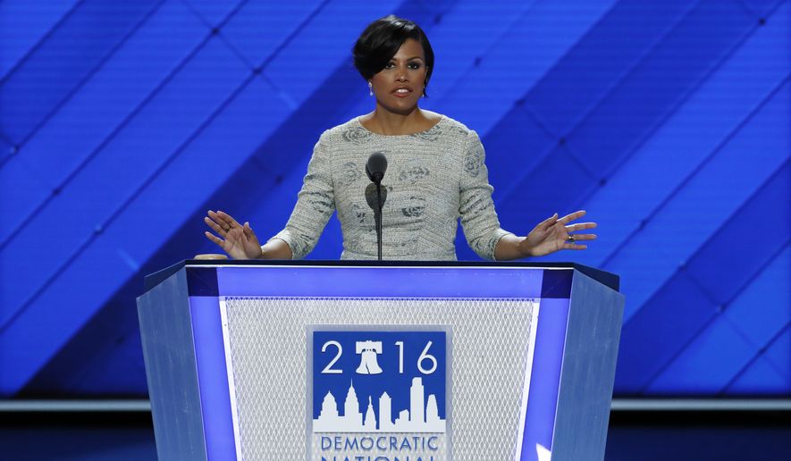 Baltimore mayor Stephanie Rawlings-Blake calls the convention to order during the first day of the Democratic National Convention in Philadelphia , Monday, July 25, 2016. (AP Photo/J. Scott Applewhite)