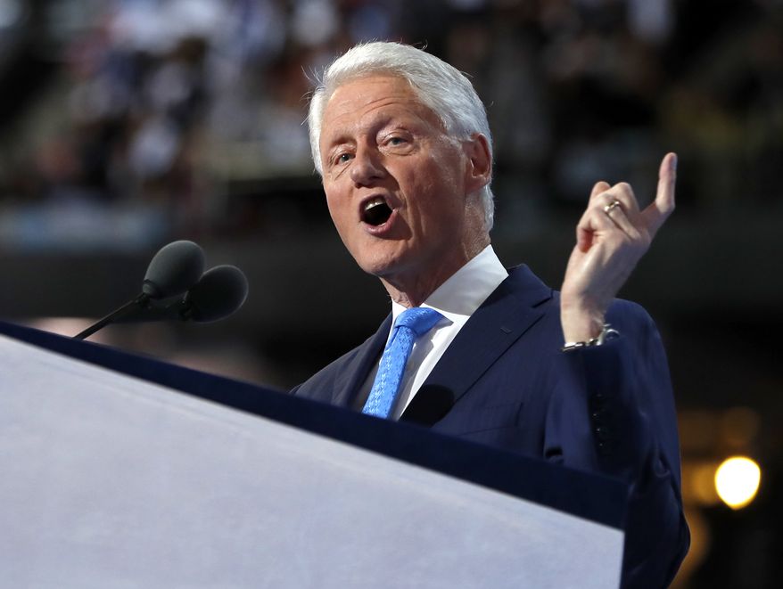Former President Bill Clinton speaks during the second day session of the Democratic National Convention in Philadelphia, Tuesday, July 26, 2016. (AP Photo/Carolyn Kaster)