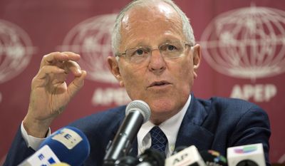 Peru&#39;s President-elect Pedro Pablo Kuczynski, speaks during a press conference with foreign journalist in Lima, Peru, Tuesday, July 26, 2016. Kuczynski&#39;s fledgling party won just 18 of 130 seats in the legislature, meaning that to reach his goals he&#39;ll need to form alliances. Kuczynski, also known as PPK, will take office on July 28th.(AP Photo/Martin Mejia)