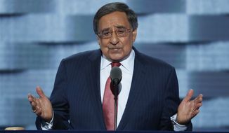 Former Defense Secretary Leon Panetta speaks during the third day of the Democratic National Convention on Wednesday in Philadelphia. (Associated Press)