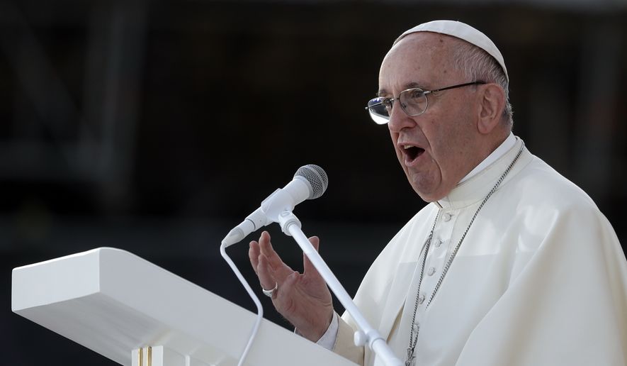 Pope Francis has blasted gender identity initiatives, lamenting that children -- as he put it -- are being taught at school that gender can be a choice. Said Francis: Today, in schools they are teaching this to children - to children! (AP Photo/Gregorio Borgia, File)