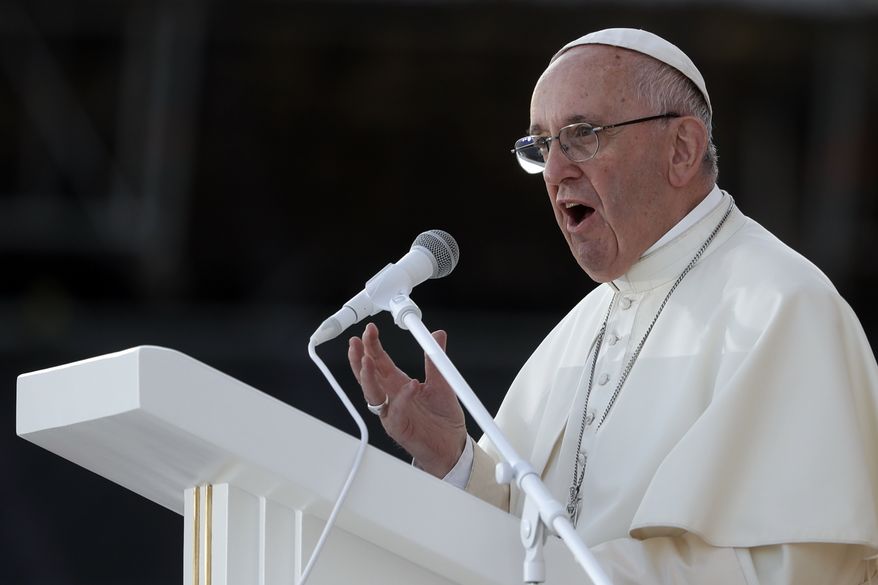 Pope Francis has blasted gender identity initiatives, lamenting that children -- as he put it -- are being taught at school that gender can be a choice. Said Francis: Today, in schools they are teaching this to children - to children! (AP Photo/Gregorio Borgia, File)
