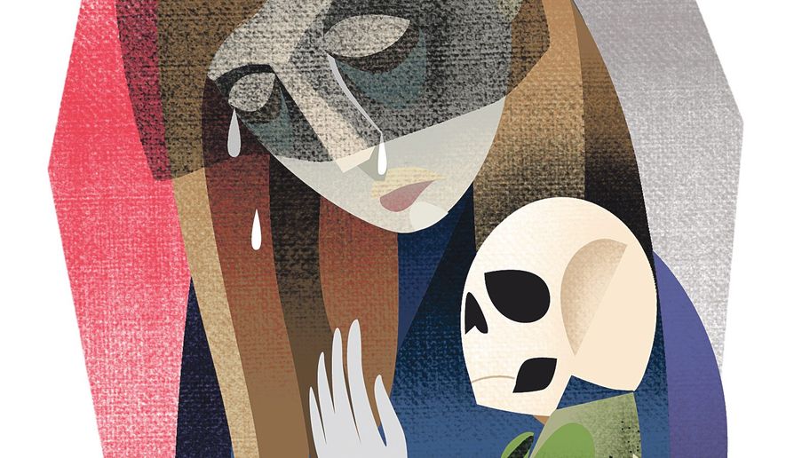 Illustration on the power of a mother&#39;s grief by Linas Garsys/The Washington Times