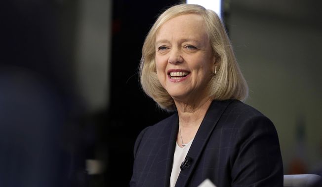 FILE - In this Nov. 2, 2015 file photo, Hewlett Packard Enterprise President and CEO Meg Whitman is interviewed on the floor of the New York Stock Exchange. Top Republican donor and fundraiser Whitman is endorsing Democrat Hillary Clinton for president, saying she cannot support a candidate who has &amp;quot;exploited anger, grievance, xenophobia and racial division.&amp;quot; The Hewlett-Packard executive says in a statement Tuesday night, Aug. 2, 2016, that Republican nominee Donald Trump&#x27;s &amp;quot;demagoguery has undermined the fabric of our national character.&amp;quot; (AP Photo/Richard Drew, File)
