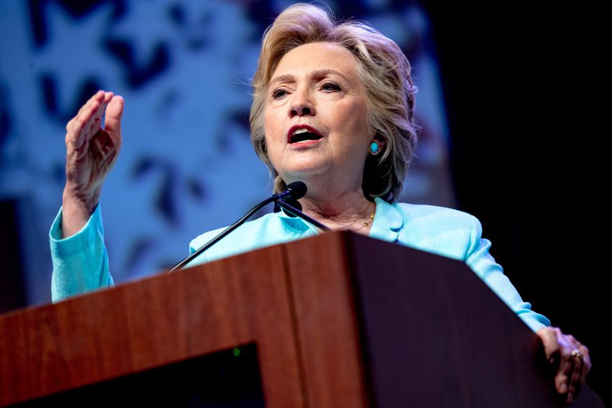 Democratic presidential candidate Hillary Clinton speaks at the 2016 National Association of Black Journalists&#39; and National Association of Hispanic Journalists&#39; Hall of Fame Luncheon at Marriott Wardman Park in Washington, Friday, Aug. 5, 2016. (AP Photo/Andrew Harnik)