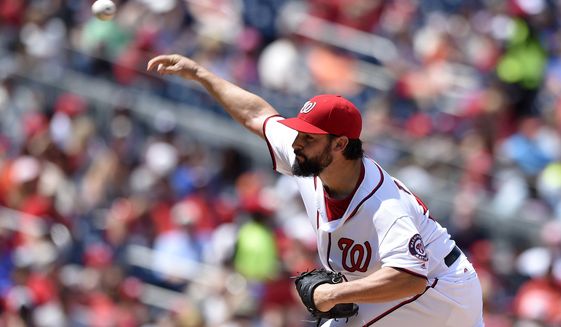 Washington Nationals starting pitcher Tanner Roark delivers during the third inning of a baseball game against the San Francisco Giants, Sunday, Aug. 7, 2016, in Washington. (AP Photo/Nick Wass)