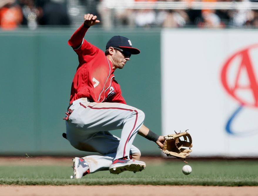 The Nationals' Trea Turner has played much of his time at second base but will pivot back to center field once Ryan Zimmerman returns from the disabled list. (Associated Press)