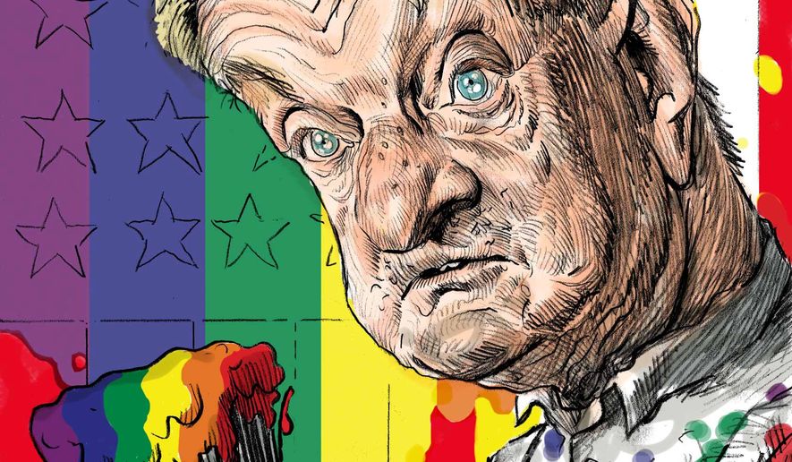 Illustration of George Soros by Alexander Hunter/The Washington Times