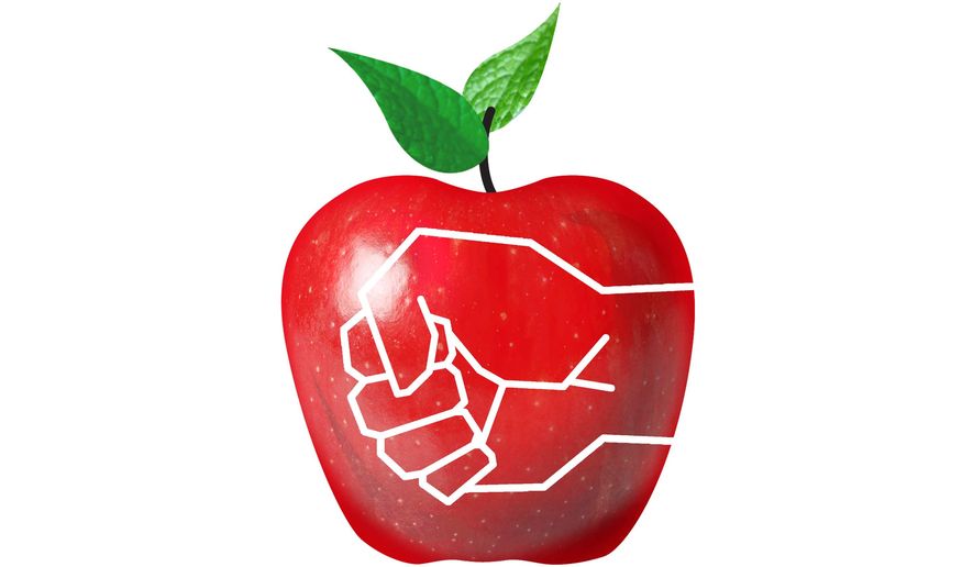 Union Working Against Teachers Illustration by Greg Groesch/The Washington Times