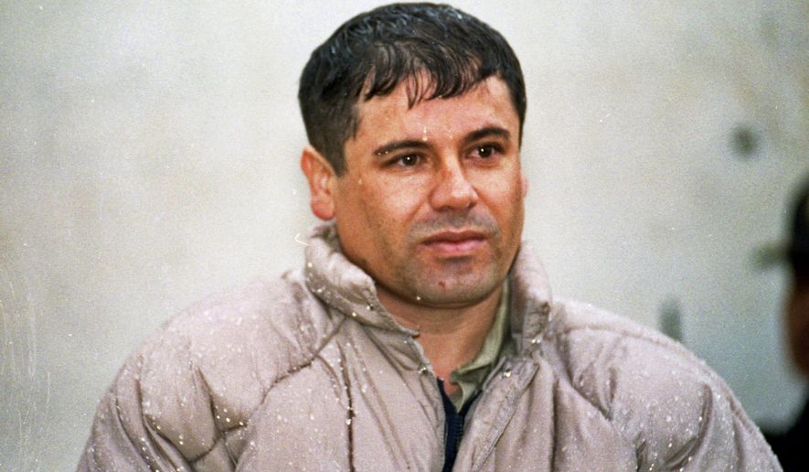 Mexican drug lord Joaquin "El Chapo" Guzman, is shown to the press after his arrest at the high security prison of Almoloya de Juarez, on the outskirts of Mexico City, in this June 10, 1993 file photo. (Associated Press)