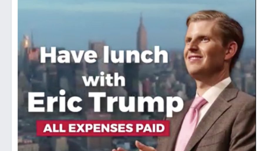Screen grab from Trump campaign video promoting "lunch with Eric Trump" contest. Accessed August 16, 2016.