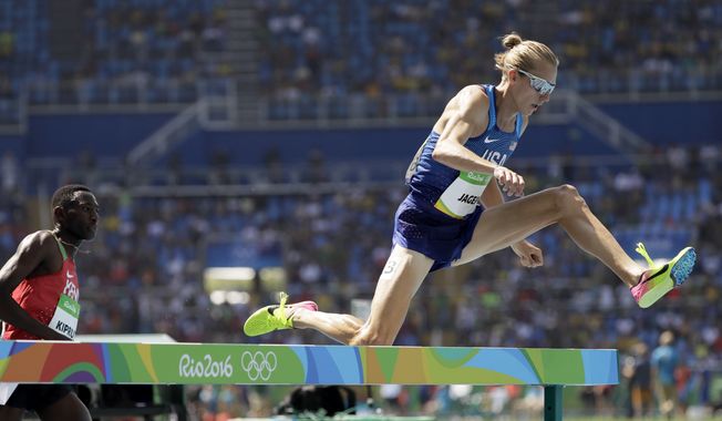 United States&#x27; Evan Jager competes in the men&#x27;s 3000-meter steeplechase final during the athletics competitions of the 2016 Summer Olympics at the Olympic stadium in Rio de Janeiro, Brazil, Wednesday, Aug. 17, 2016. (AP Photo/David J. Phillip)