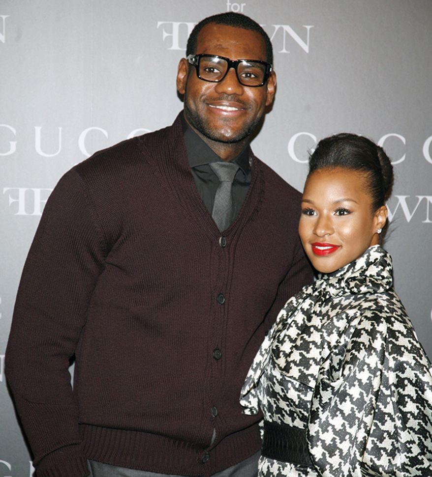 NBA superstar LeBron James met Savannah Brinson when they were both attending St. Vincent–St. Mary High School in Akron, Ohio. After many years of dating, the couple got married in 2013. They have two children together. (AP Photo)