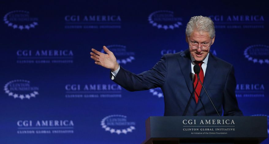 In this June 10, 2015, file photo, former U.S. President Bill Clinton speaks at annual gathering of the Clinton Global Initiative America, which is a part of the Clinton Foundation, in Denver. (AP Photo/Brennan Linsley, File)
