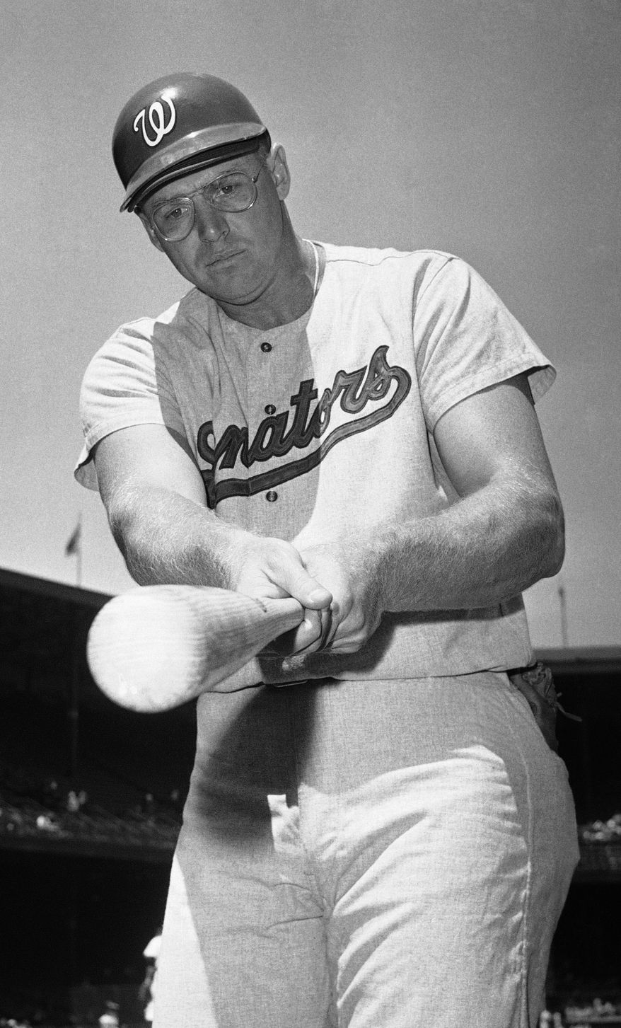 Slugger Frank Howard hit 237 home runs for the Washington Senators from 1965 to 1971. Howard will be inducted into the Washington Nationals Ring of Honor Friday at Nationals Park. (Associated Press)
