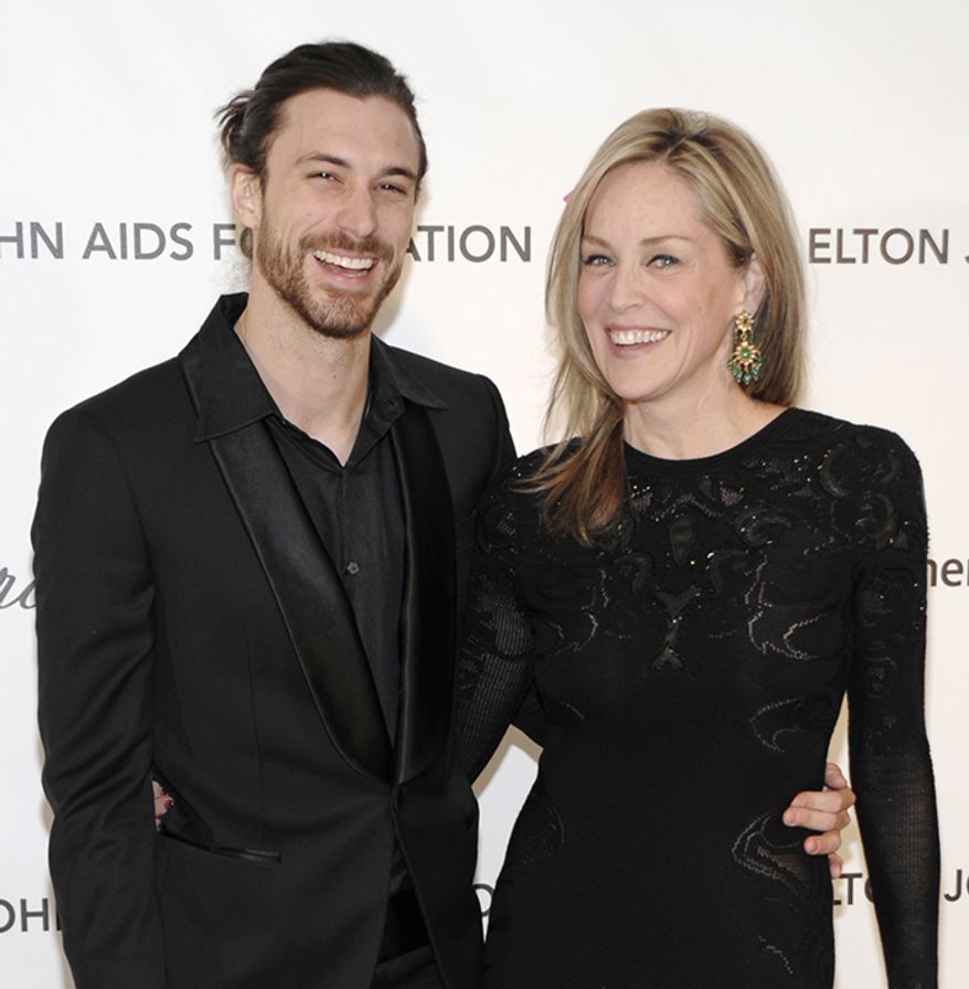 Actress Sharon Stone, is 30 years older than model Martin Mica. She was 57 and he was 37 when they started dating. (AP Photo)