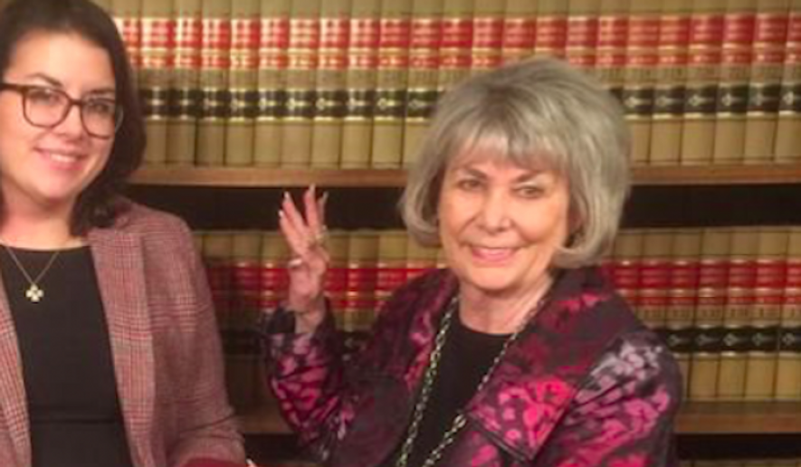 This February file photo shows interim Midland City Mayor Patsy Skipper (right) getting sworn-in. (Twitter.com via Raw Story)