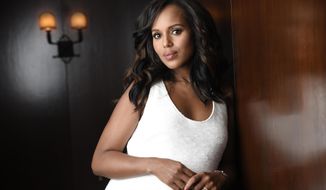 In this Aug. 24, 2016 photo, actress Kerry Washington poses for a portrait at The Hollywood Roosevelt Hotel in Los Angeles. While busy promoting the Purple Purse anti-abuse fundraiser, prepping for the arrival of a second child and shooting season six of &amp;quot;Scandal,&amp;quot; Washington also is in the midst of Emmy season, with nominations including one for producing the HBO movie &amp;quot;Confirmation.&amp;quot; (Photo by Chris Pizzello/Invision/AP)