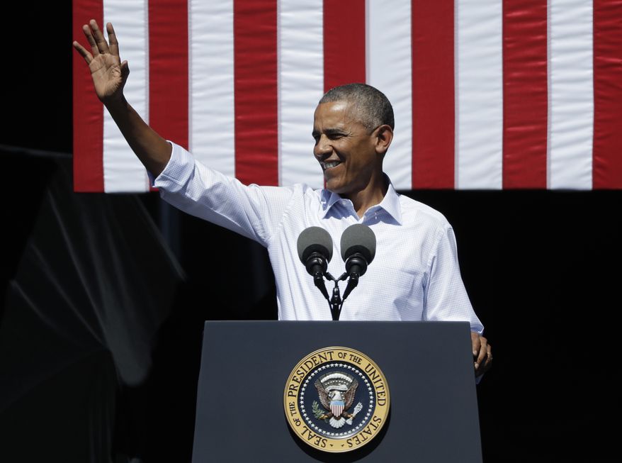 President Barack Obama speaks at the 20th Anniversary Lake Tahoe Summit, Wednesday, Aug. 31, 2016, in Stateline, Nev. Obama spoke about the environment and climate change. (AP Photo/John Locher)
