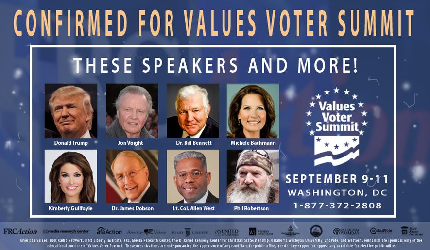Confirmed speakers for the 2016 Values Voters Summit.