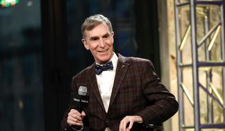 In this Dec. 17, 2015, photo, Bill Nye, the Science Guy, participates in AOL&#39;s BUILD Speaker Series to discuss his new book, &amp;quot;Unstoppable: Harnessing Science To Change The World,&amp;quot; at AOL Studios, in New York. (Photo by Evan Agostini/Invision/AP) **FILE**