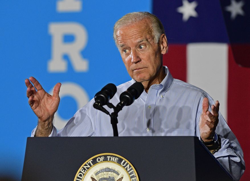 Vice President Joe Biden speaks at a campaign event for Democratic presidential candidate Hillary Clinton, Thursday, Sept. 1, 2016, in Cleveland. (AP Photo/David Dermer)