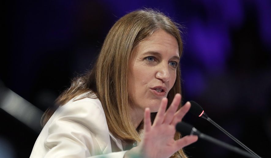 Health and Human Services Secretary Sylvia Mathews Burwell speaks during a session about opioids at the National Governors Association meeting in Des Moines, Iowa, on July 15, 2016. (Associated Press) **FILE**