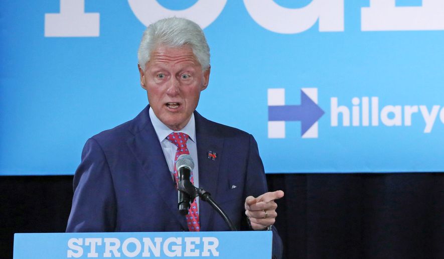 Former President Bill Clinton campaigns for his wife, Democratic presidential candidate Hillary Clinton, Wednesday, Sept. 7, 2016, at Dr. James R. Smith Neighborhood Center in Orlando, Fla.  (Red Huber/Orlando Sentinel via AP) ** FILE **
