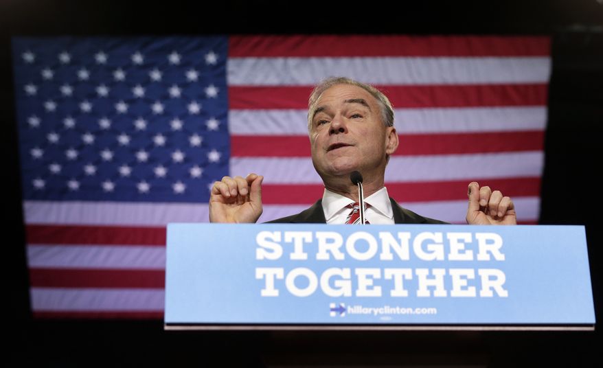 In this Sept. 6, 2016, photo, Democratic vice presidential candidate, Sen. Tim Kaine, D-Va. speaks during a campaign rally in Wilmington, N.C. Donald Trump hasn’t let many insults slide this campaign season _ except when they come from Hillary Clinton’s running mate. The Republican presidential nominee has all but ignored the constant barrage of attacks from Kaine, who has assumed the traditional attack-dog role of a vice presidential candidate with gusto, but little notice.(AP Photo/Chuck Burton)