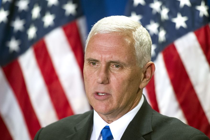 Republican vice president candidate, Indiana Gov. Mike Pence speaks at the Republican National Headquarters on Capitol Hill in Washington, Tuesday, Sept. 13, 2016. (AP Photo/Cliff Owen)