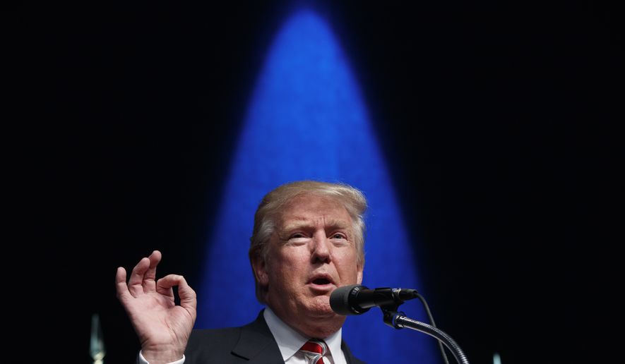 Republican presidential candidate Donald Trump speaks during a campaign rally, Tuesday, Sept. 13, 2016, in Clive, Iowa. (AP Photo/Evan Vucci)