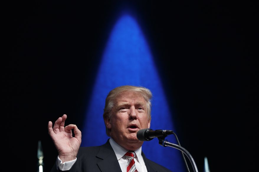 Republican presidential candidate Donald Trump speaks during a campaign rally, Tuesday, Sept. 13, 2016, in Clive, Iowa. (AP Photo/Evan Vucci)