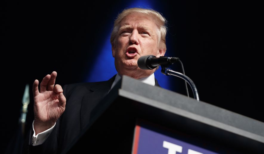 Republican presidential candidate Donald Trump speaks during a campaign rally, Tuesday, Sept. 13, 2016, in Clive, Iowa. (AP Photo/Evan Vucci)