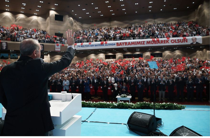 Turkish President Recep Tayyip Erdogan is riding a wave of nationalism in order to brand his critics as enemies of the state. Dissenters fear Mr. Erdogan may sponsor a crackdown after a failed military coup over the summer. (ASSOCIATED PRESS)